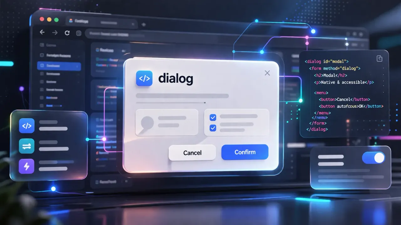 HTML dialog 元素完整教學示意圖